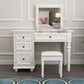 Solid Wood Flip-top Vanity Set Traditional Vanity Desk in White