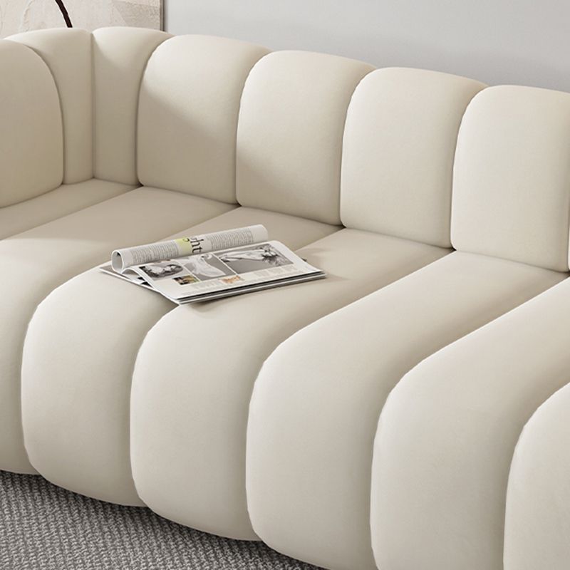 White Contemporary Seating Tuxedo Arm Sofa Sewn Pillow Back for Living Room