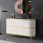 Glam Stone Top Sideboard Engineered Wood Side Board with Gold Legs Clearhalo 'buffet_sideboard' 'Buffets & Sideboards' 'furn' 'furn_buffet_sideboard' 'Furniture' 'Kitchen & Dining Furniture' 1200x1200_571098c9-fd82-472d-8d5c-16a0cbcd0d0d