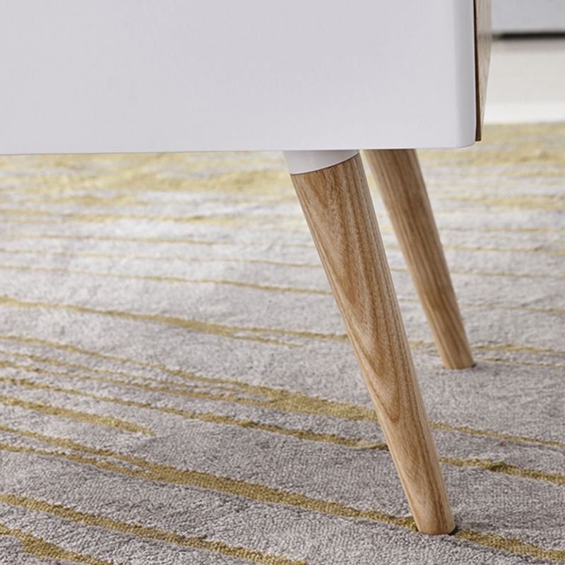 Retangular Natural Wood 4 Legs Coffee Table 1 Single Modern Cocktail Table with Drawers