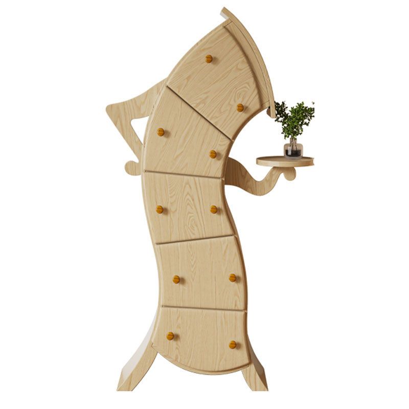 Commode en bois de poitrine de lingerie verticale moderne avec 5 tiroirs pour le salon