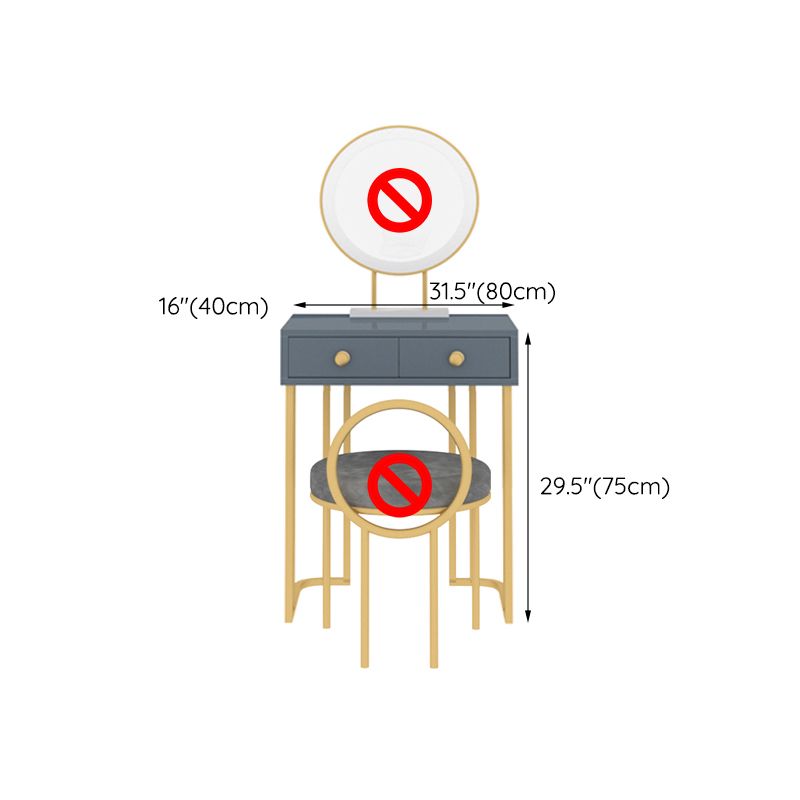 Trucco in legno Vanity 15.74 "tavoli da vanità larghi con 2 cassetti
