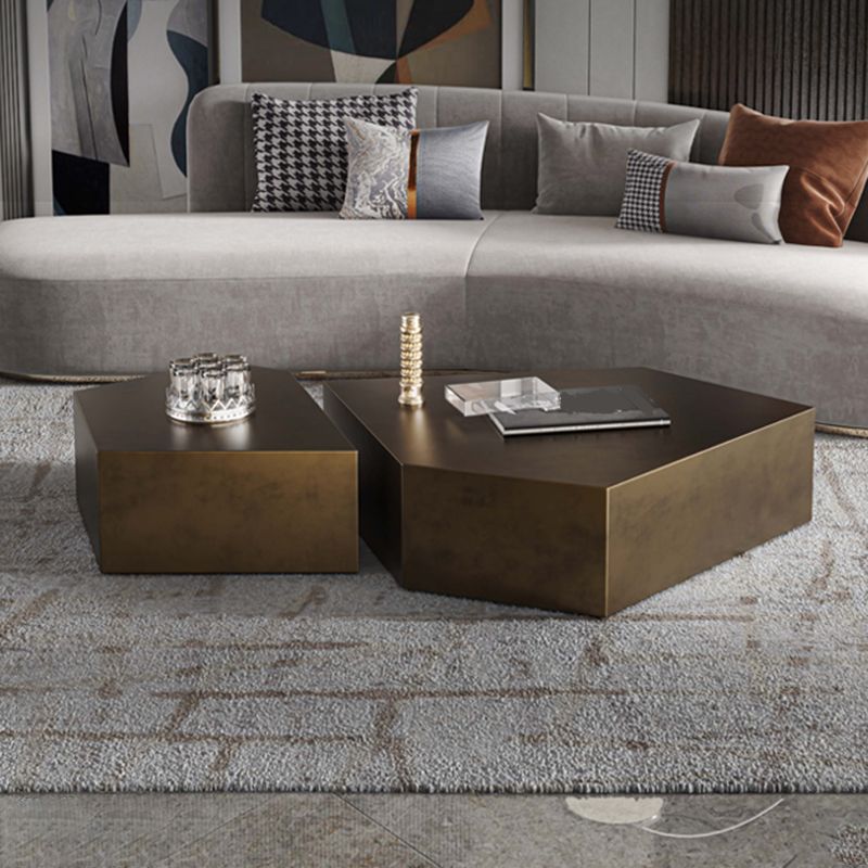 Modern Grey/brown Stainless Steel Coffee Table for Living Room Cocktail Table Clearhalo 'Coffee & Accent Tables' 'Coffee Tables' 'coffee_tables' 'furn' 'furn_coffee_tables' 'Furniture' 'Living Room Furniture' 1200x1200_571746a0-ad35-4a6c-828c-7d42bb74e099