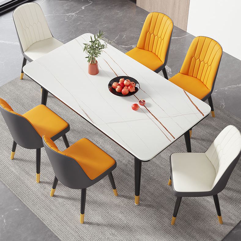 Rectangular Sintered Stone Dining Table Modern 4 Legs Furniture in Matte Finish Clearhalo 'Dining Tables & Seating' 'Dining Tables' 'dining_table' 'furn' 'furn_dining_table' 'Furniture' 'Kitchen & Dining Furniture' 1200x1200_571b1f79-a6da-4eb1-a4d4-491f9ff2e7bc
