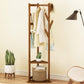 Modern Wood Entry Hall Tree Free Standing Coat Rack with 4 Hooks