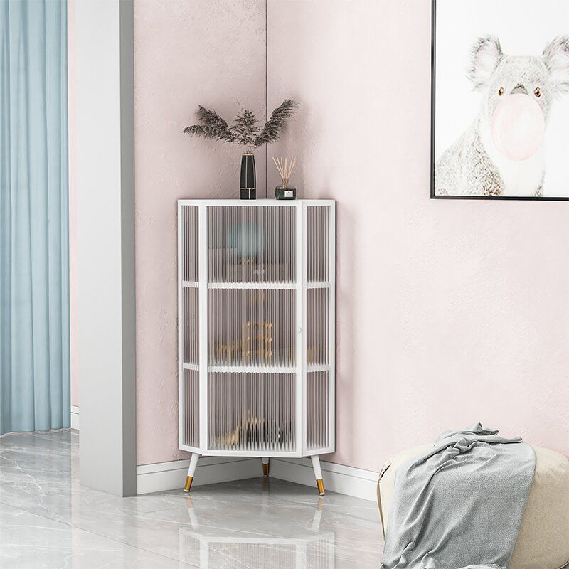 Modern Style Kitchen Server Glass Door Iron Frame Server for Living Room Clearhalo 'buffet_sideboard' 'Buffets & Sideboards' 'furn' 'furn_buffet_sideboard' 'Furniture' 'Kitchen & Dining Furniture' 1200x1200_571b42ba-2150-42e7-be9e-e2836dac1738