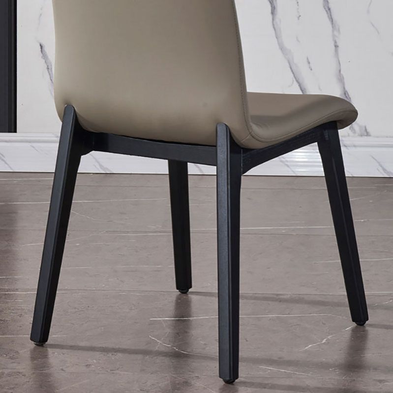 Minimalist Solid Back Dining Chairs Microfiber Leather Dining Chairs