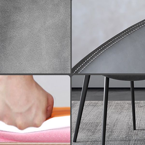 Chaise de salle à manger de cuisine sans bras chaise Parsons en cuir en cuir