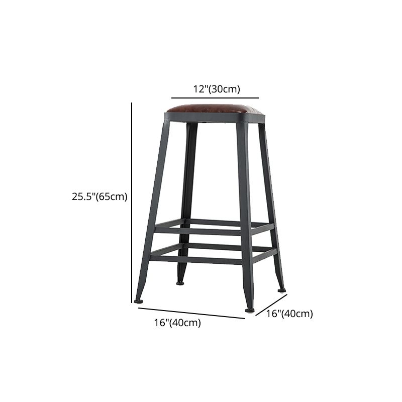 Industrial Style Square Leather Seat with Metal Legs Counter Stool for Kitchen Bar Clearhalo 'Bar Furniture' 'Bar Stools' 'bar_stools' 'furn' 'furn_bar_stools' 'furniture_bar_stools' 'Kitchen & Dining Furniture' 'kitchen&dining_furn' 'kitchen' 'kitchen_furn' Furniture' 1200x1200_571bd954-0f92-4307-a445-74289fa13da9