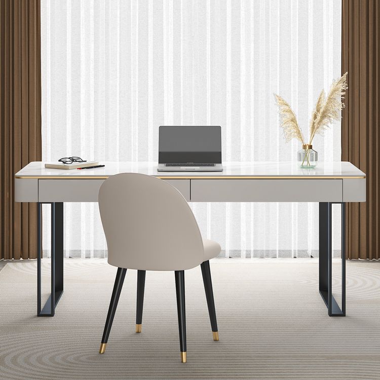 Bureau de bureau glamour antique Ordinateur Courbe courbe avec 2 tiroirs de rangement