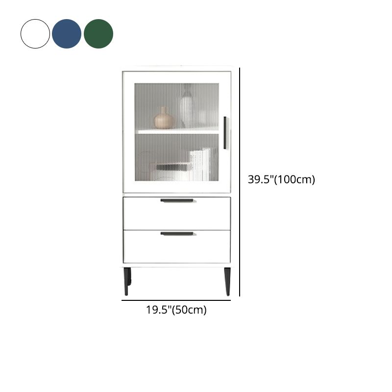 Contemporary Bar Pulls Accent Chest in White/ Blue/ Green with Steel Legs