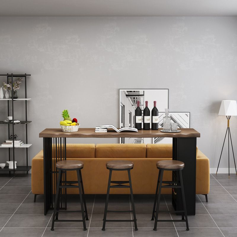 Industrial Rectangular Bar Table Solid Wood Bistro Table with Double Pedestal Clearhalo 'Bar Furniture' 'Bar Tables' 'bar_tables' 'furn' 'furn_bar_tables' 'Furniture' 'Kitchen & Dining Furniture' 1200x1200_571db052-6025-4a4e-bb53-ffb4e33d4115