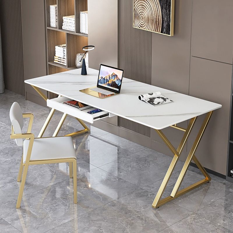 29,25 pollici H Classic Glam Office Desk White RECTALGLY Desk