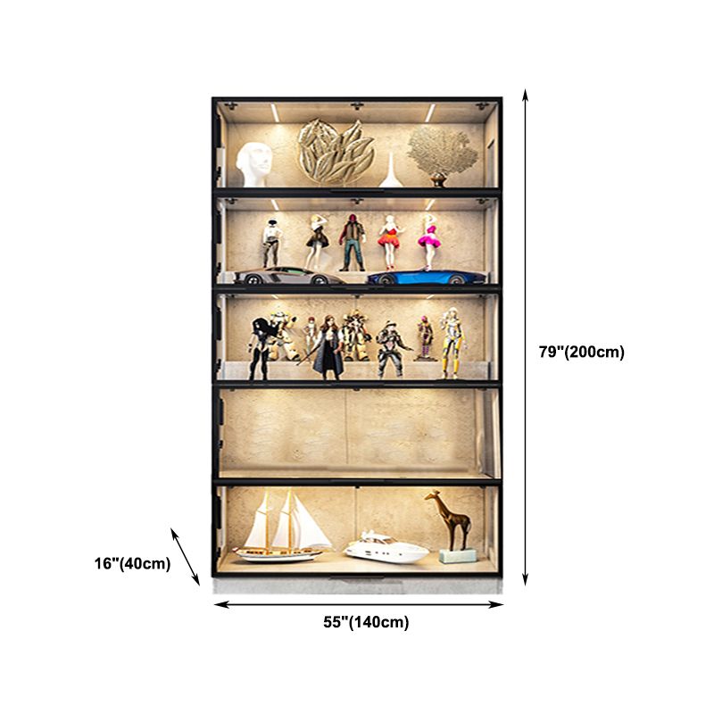 Mobili moderni mobili neri armadi in vetro con porta a frillo