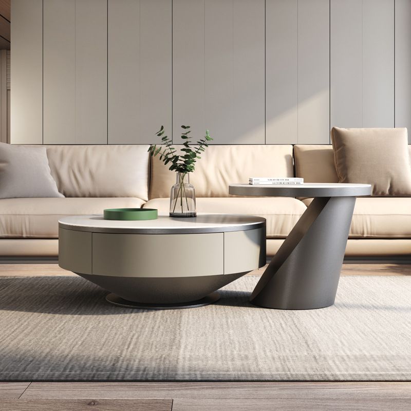 Modern Pedestal Coffee Table Slate Round 2-Piece Coffee Table Set Clearhalo 'Coffee & Accent Tables' 'Coffee Tables' 'coffee_tables' 'furn' 'furn_coffee_tables' 'Furniture' 'Living Room Furniture' 1200x1200_571f5777-0644-4d23-b4f5-297044aa43a5