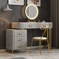 Glam Bedroom 5-Drawers Marble Metal Straight Feet Make-up Vanity