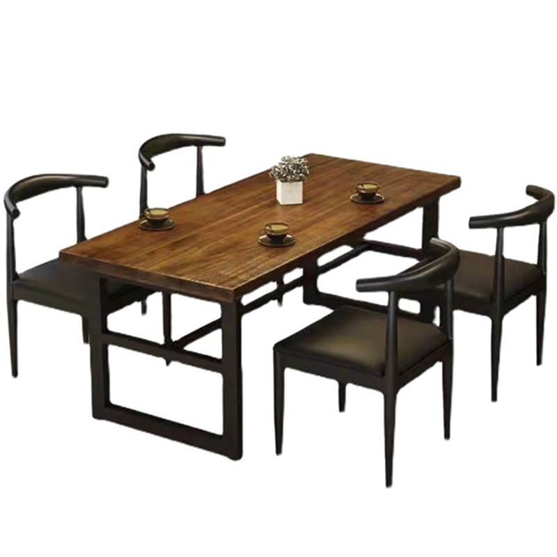Industrial Dining Table Pine Solid Wood Table with Black Trestle Base for Dining Room Clearhalo ' dining_table' 'Dining Tables & Seating' 'Dining Tables' 'furn' 'furn_dining_table' 'Furniture' 'furniture_dining_table' 'Kitchen & Dining Furniture' 'kitchen&dining_furn' 'kitchen' 'kitchen_dining_table' 1200x1200_5722a838-3132-4c08-ac8d-be1746f2ff06