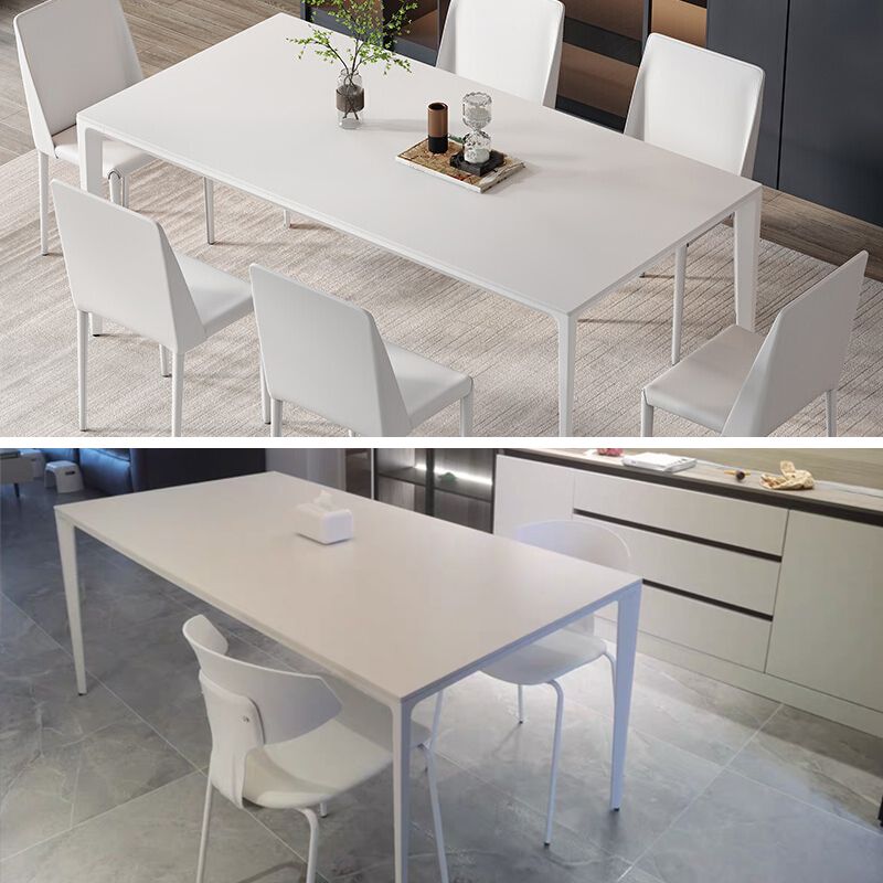 Modern Style Sintered Stone Table 4 Legs Base Rectangle Table for Home Clearhalo ' dining_table' 'Dining Tables & Seating' 'Dining Tables' 'Furniture' 'furniture_dining_table' 'Kitchen & Dining Furniture' 'kitchen&dining_furn' 'kitchen' 'kitchen_dining_table' 1200x1200_5723655a-424a-4ff8-9468-ec7ef701c72c