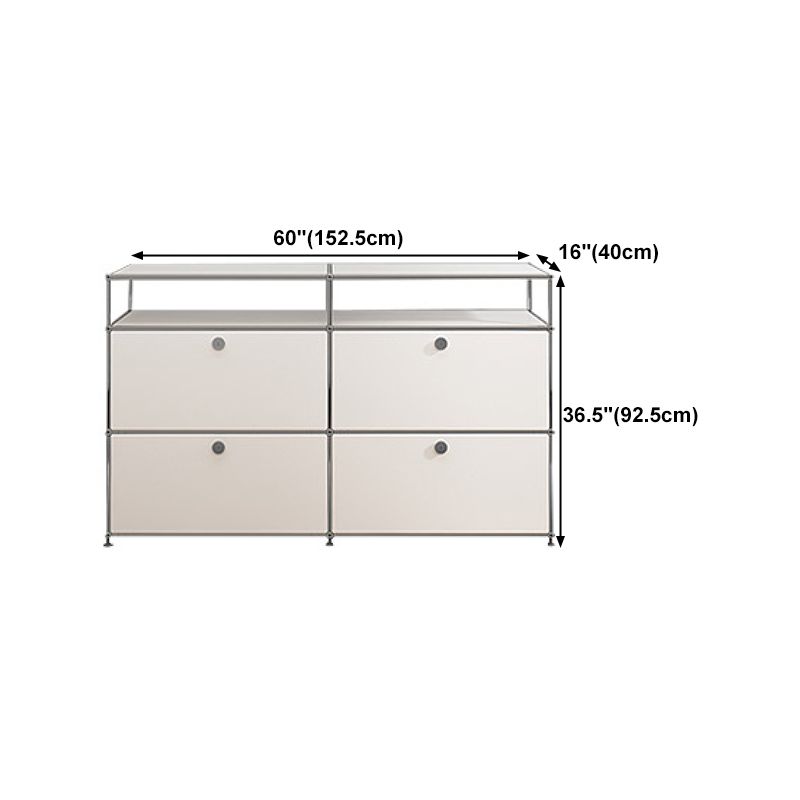 Contemporary White Sideboard Metal Dining Sideboard Table for Living Room Clearhalo 'buffet_sideboard' 'Buffets & Sideboards' 'furn' 'furn_buffet_sideboard' 'Furniture' 'Kitchen & Dining Furniture' 1200x1200_5724d02e-bf5d-42a9-9904-25bd7a36b532