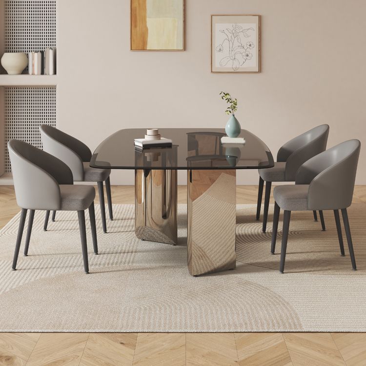 Rectangular Dining Table Clear Glass Tabletop with Chrome Base Clearhalo 'Dining Tables & Seating' 'Dining Tables' 'dining_table' 'furn' 'furn_dining_table' 'Furniture' 'Kitchen & Dining Furniture' 1200x1200_5725dcc1-c614-47f7-a548-b04ad2109e28
