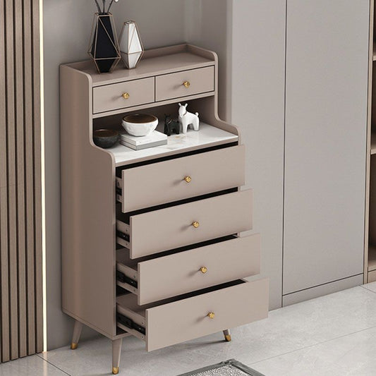 Contemporary Stone Top Dresser Vertical Storage Chest with Soft-Close Drawers for Bedroom