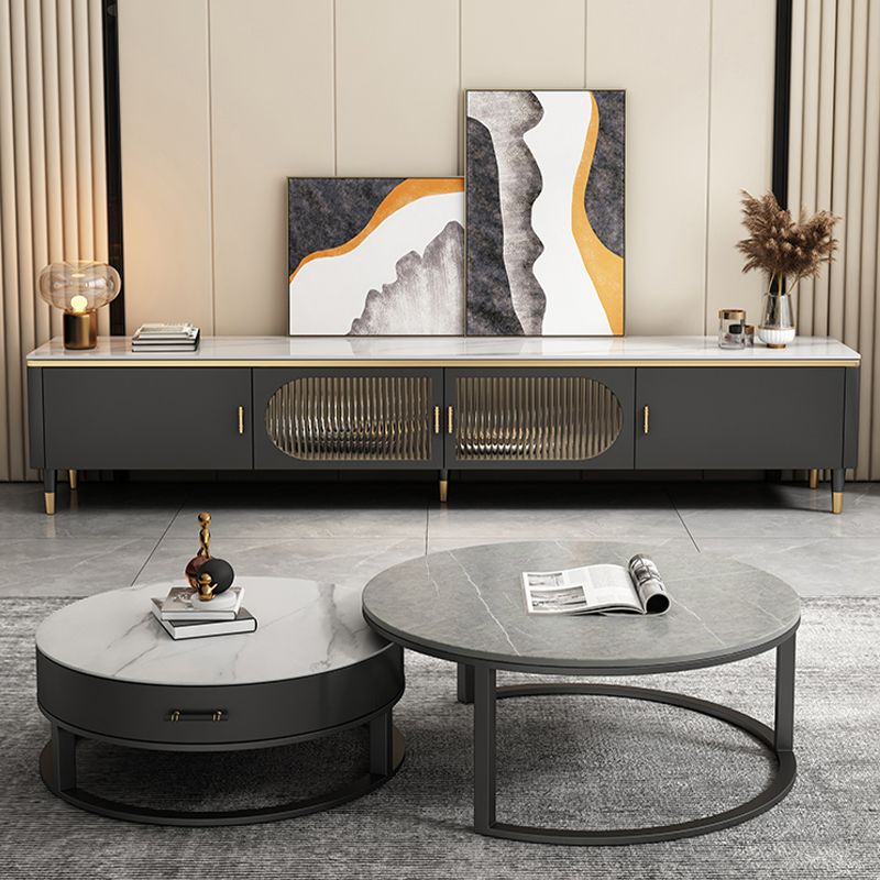 Contemporary Media Console Stone TV Media Stand for Living Room Clearhalo 'furn' 'furn_tv_stands_entertainment_centers' 'Furniture' 'Living Room Furniture' 'TV Stands & Entertainment Centers' 'TV Stands & Media Storage Furniture' 'tv_stands_entertainment_centers' 1200x1200_57277c67-ac27-4a7c-adc3-6f446c94c50d