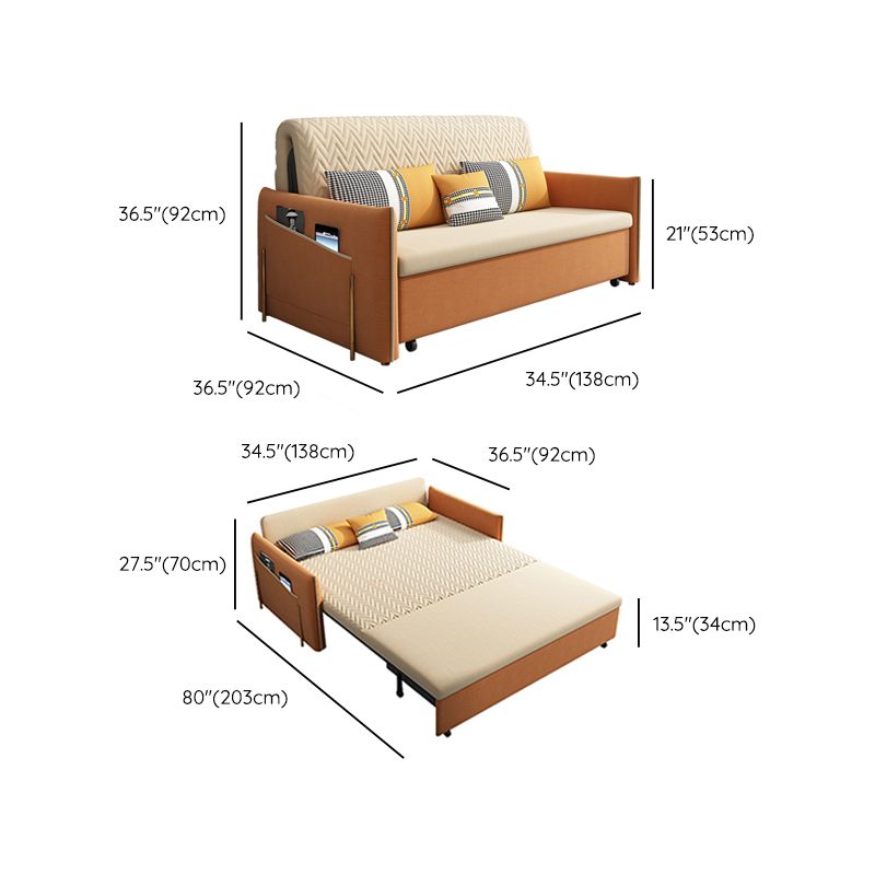 Geel faux lederen bank bed 36.22 "brede eigentijdse opvouwbare slaperbank