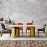 Modern Solid Back Side Chair with Faux Leather Legs Indoor Upholstered Dining Chair