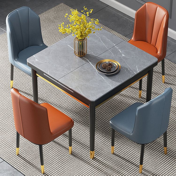 Industrial Style Extendable Stone Dining Table Square 31.5'' Table for Home Clearhalo ' dining_table' 'Dining Tables & Seating' 'Dining Tables' 'furn' 'furn_dining_table' 'Furniture' 'furniture_dining_table' 'Kitchen & Dining Furniture' 'kitchen&dining_furn' 'kitchen' 'kitchen_dining_table' 1200x1200_57290672-284a-4188-acbb-9b1f950e83b7