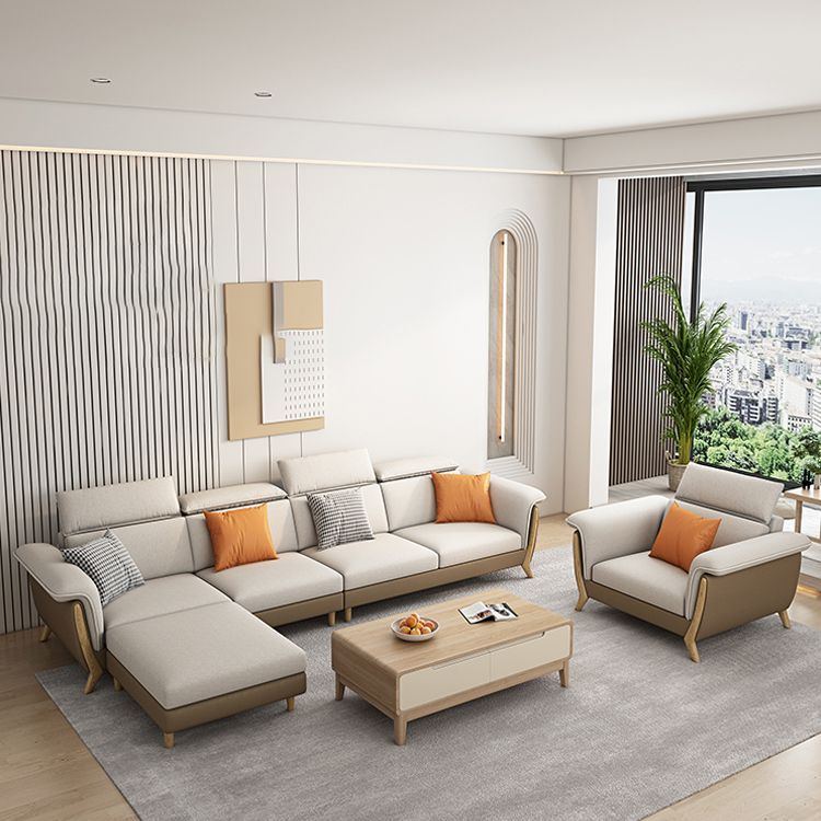 Canapés sectionnels en tissu en bois massif sectionnel pour le salon