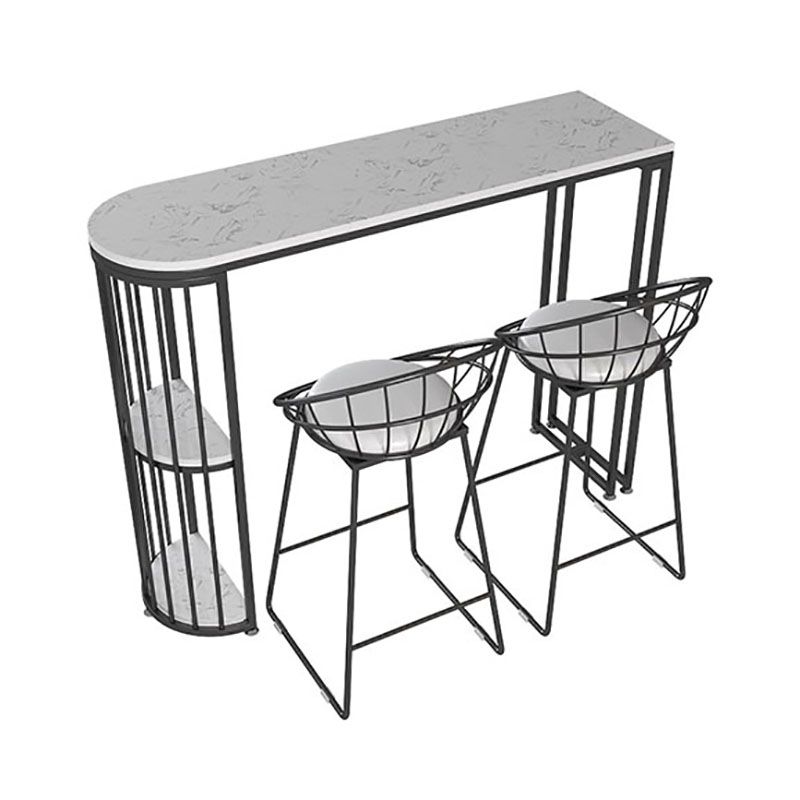 Glam Style 41.3"H Bar Table Marble White Top Specialty Bistro Table with Shelves Clearhalo 'Bar Furniture' 'Bar Tables' 'bar_tables' 'furn' 'furn_bar_tables' 'Furniture' 'furniture_bar_tables' 'Kitchen & Dining Furniture' 'kitchen&dining_furn' 'kitchen' 1200x1200_5729a02f-b442-4583-84e5-b16935f0fefb