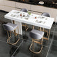 Ensemble de hauteur de comptoir rectangulaire moderne, 1/5 pièces, Table de Bar avec plateau en marbre et tabourets rembourrés