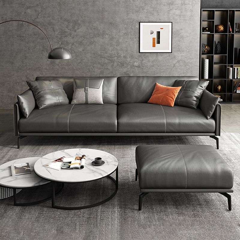 Black Industrial Sofa with Bolster Pillows 31.5"High Square Arm Sofa Clearhalo 'furn' 'furn_sofas' 'Furniture' 'furniture_sofas' 'kitchen' 'kitchen_sofas' 'Living Room Furniture' 'Sofa' 'sofas' 1200x1200_5729cf62-d98d-4eb4-b46d-9b861e12a652