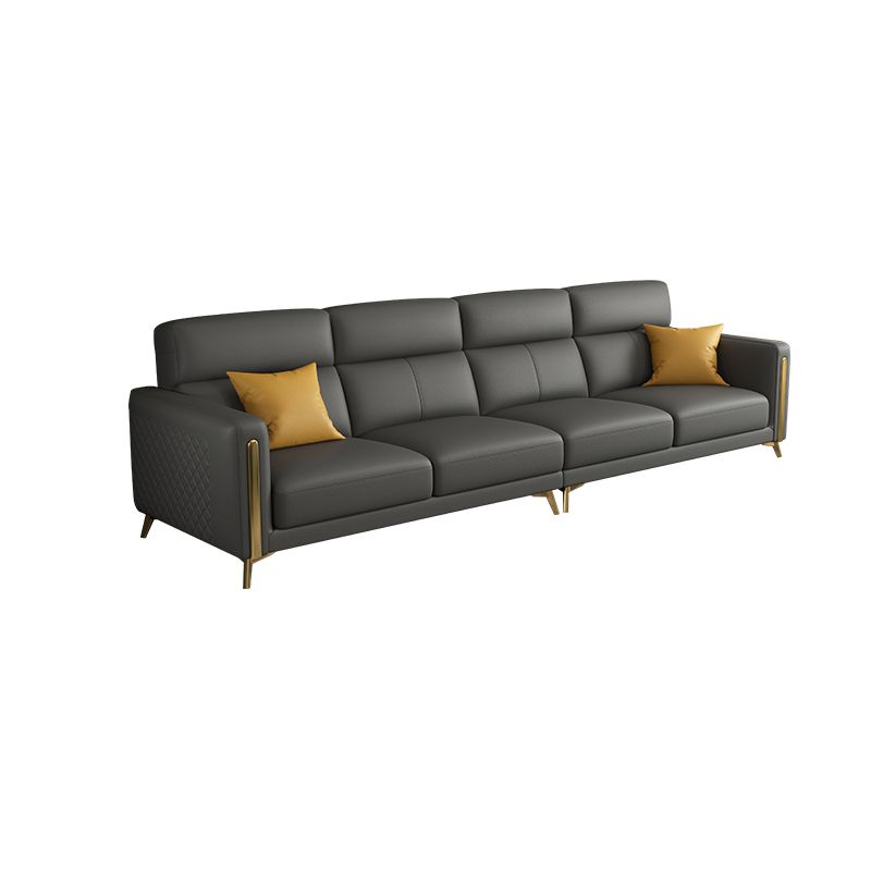 Glam Stationary Sectional Sofa Cushion Back Leather Living Room Set Clearhalo 'furn' 'furn_sectionals' 'Furniture' 'Living Room Furniture' 'Sectionals' 1200x1200_572ab005-1d86-4a1f-a707-7f1456da8091