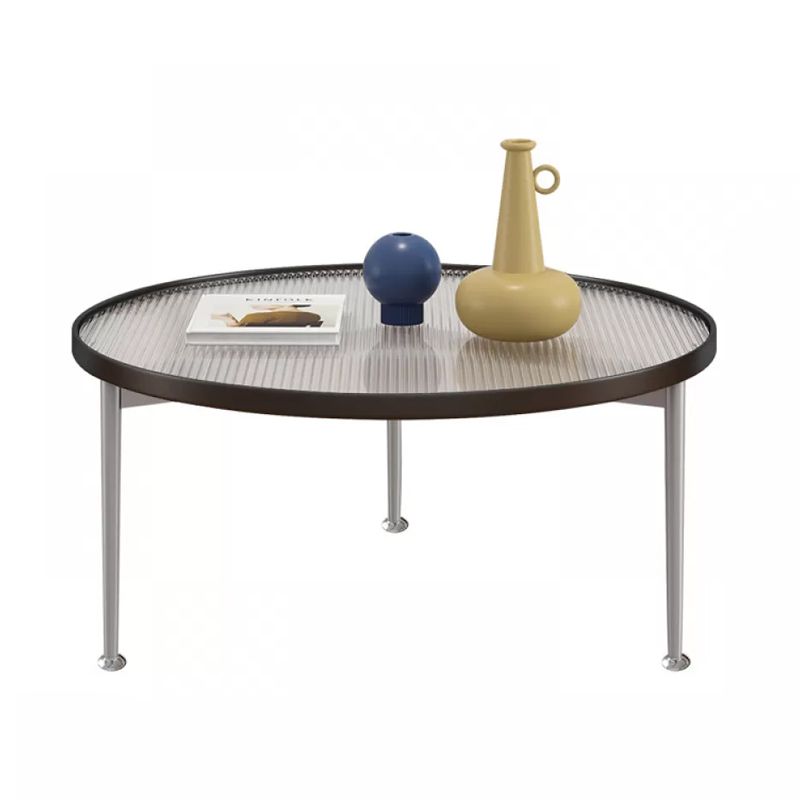 Contemporary Round Glass to Table with 3 Iron Legs Coffee Cocktail Table Clearhalo 'Coffee & Accent Tables' 'Coffee Tables' 'coffee_tables' 'furn' 'furn_coffee_tables' 'Furniture' 'Living Room Furniture' 1200x1200_572b5e26-2967-4e9b-a347-c557850dd9a6