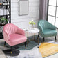 Faux Leather/Velvet 24.8"W Sloped Arms Basic Four Legs Solid Color Armchair for Bedroom