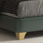 Glam Genuine Leather Solid Color Mattress Includedwith Headboard Bed Frame