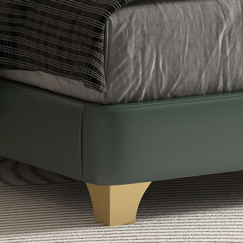 Glam Genuine Leather Solid Color Mattress Includedwith Headboard Bed Frame