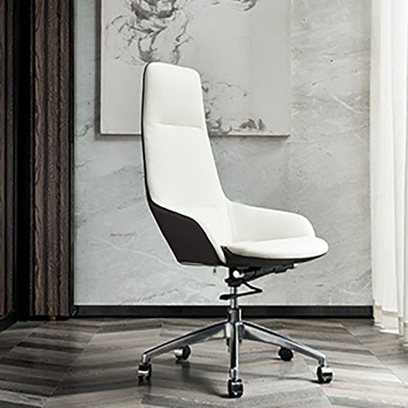 Faux Leather Office Chair Contemporary Nylon Desk Chair in White Clearhalo 'furn' 'furn_office_chair' 'Furniture' 'Office Chairs' 'Office Furniture' 'office_chair' 1200x1200_572d64ee-1ca4-467d-89c2-f3e97c34c650