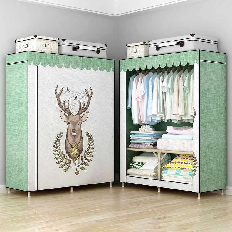 Contemporary Style Steel Wardrobe Cloth Rod Included Wardrobe Closet with Legs Clearhalo 'Armoires & Wardrobes' 'armoires_wardrobes' 'Bedroom Furniture' 'furn' 'furn_armoires_wardrobes' 'Furniture' 1200x1200_5732cdd8-0b62-4cbf-9032-1736df33bd77