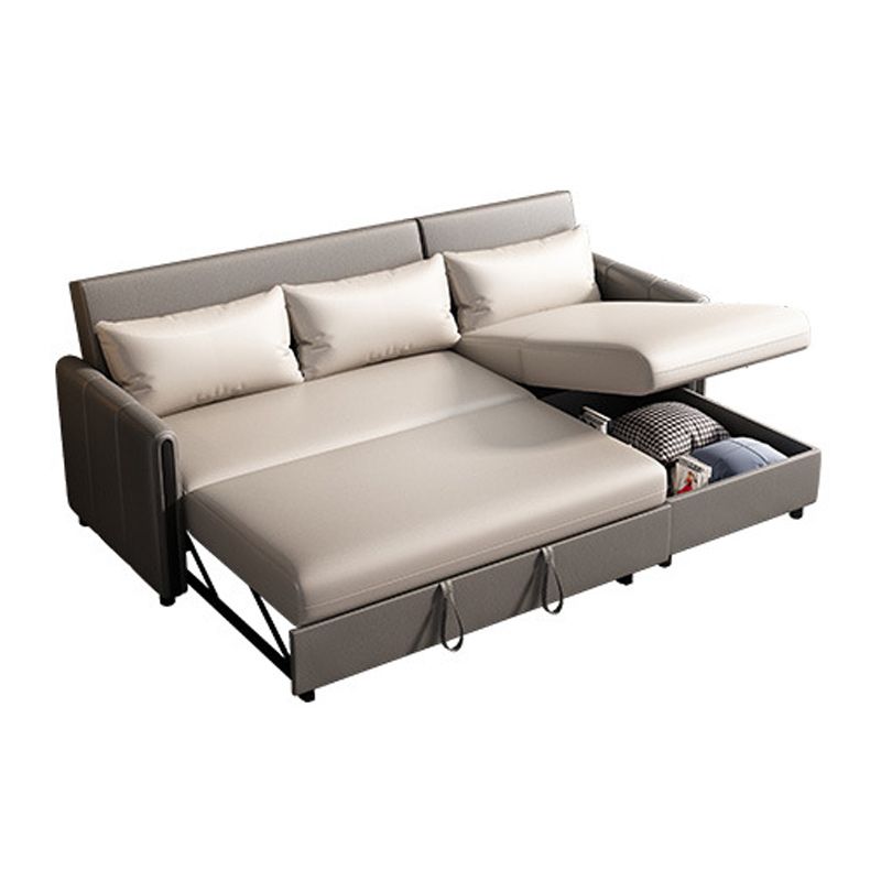 Square Arms Foldable Futon Pillow Included Sleeper Sofa with Storage