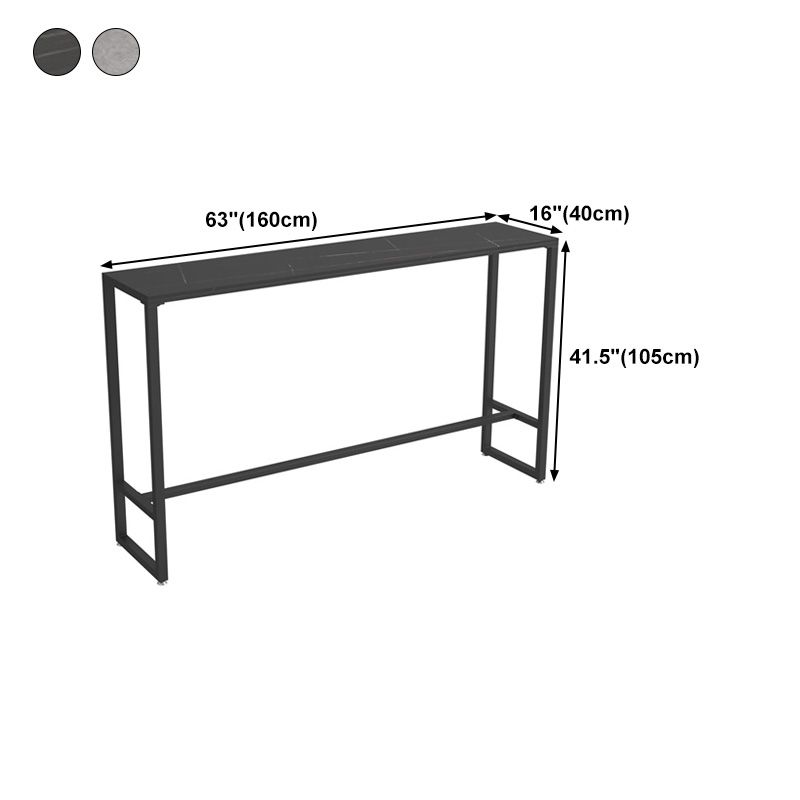 Stone Bar Dining Table Industrial Rectangle Bar Table with Black Base Clearhalo 'Bar Furniture' 'Bar Tables' 'bar_tables' 'furn' 'furn_bar_tables' 'Furniture' 'furniture_bar_tables' 'Kitchen & Dining Furniture' 1200x1200_57342d26-6ec0-40da-98f7-6bdf38cb4fb9
