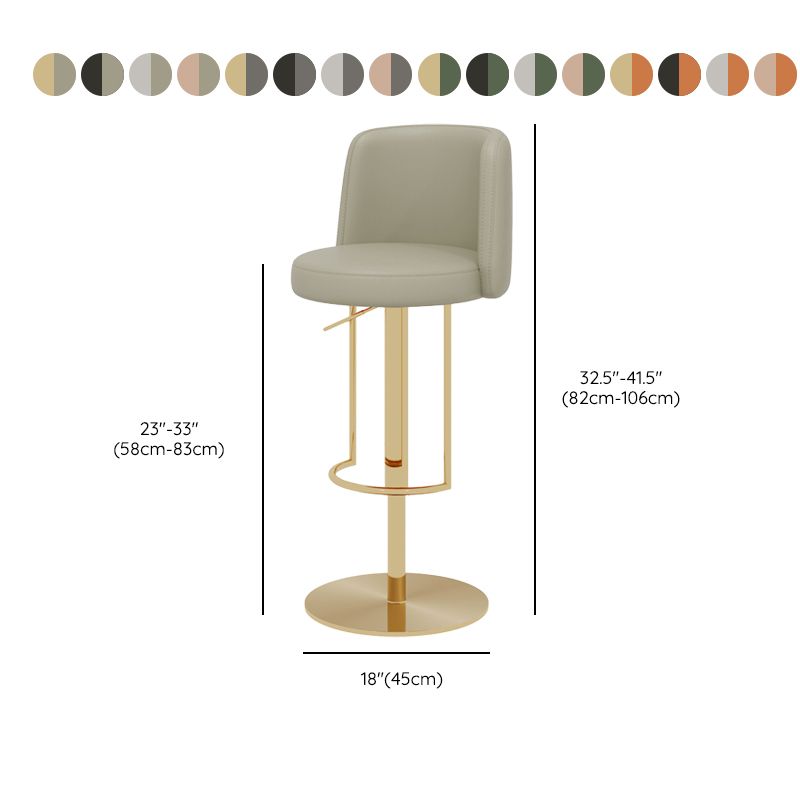 Glam Style Liftable Bar Stool Round Seat Counter Bar Stool with Metal Legs Clearhalo 'Bar Furniture' 'Bar Stools' 'bar_stools' 'furn' 'furn_bar_stools' 'Furniture' 'Kitchen & Dining Furniture' 1200x1200_573468af-3cab-4e7f-9b81-ef9749e4889d