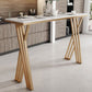 White Stone Top Bar Dining Table Traditional Luxury Bar Table with Sled Base in Gold Clearhalo 'Bar Furniture' 'Bar Tables' 'bar_tables' 'furn' 'furn_bar_tables' 'Furniture' 'furniture_bar_tables' 'Kitchen & Dining Furniture' 1200x1200_57347e04-eabd-4cd7-abf9-ec2fbc112e7e