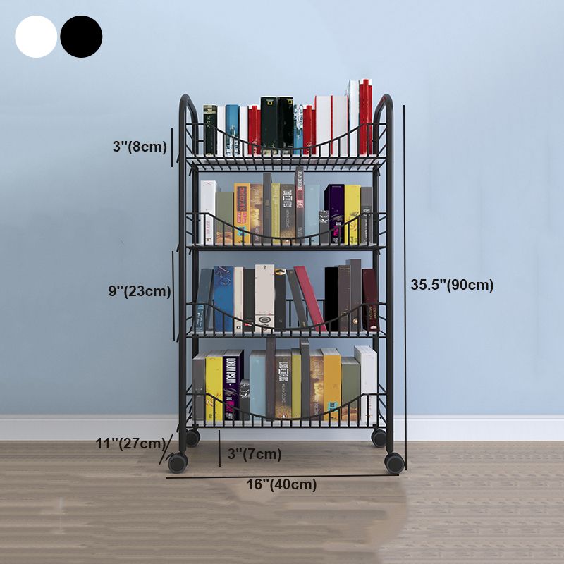 Modern Style Steel Bookshelf Open Shelf Bookcase with Caster Wheels Clearhalo 'Bookcases' 'furn' 'furn_bookcases' 'Furniture' 'furniture_bookcases' 'Office Furniture' 1200x1200_5735e304-ec52-4dc7-b6c7-112b6947516e