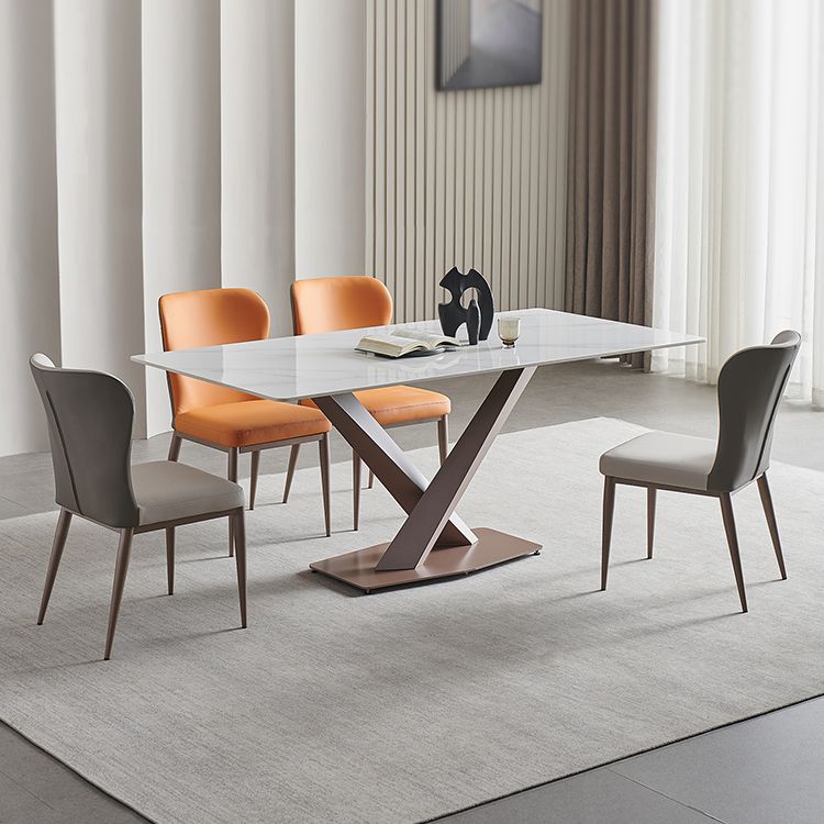 Traditional Luxury Dining Table White Sintered Stone Table with Rose Gold Frame Clearhalo ' dining_table' 'Dining Tables & Seating' 'Dining Tables' 'furn' 'furn_dining_table' 'Furniture' 'furniture_dining_table' 'Kitchen & Dining Furniture' 'kitchen&dining_furn' 'kitchen' 'kitchen_dining_table' 1200x1200_57374f35-7e9d-4aef-809d-867858e82618