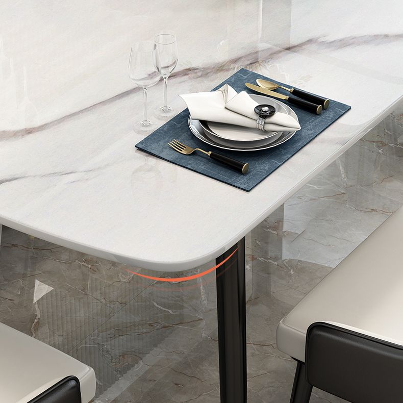 Sintered Stone Dining Table Luxury Style 4 Legs Carbon Steel Base Rectangle Table for Home Clearhalo ' dining_table' 'Dining Tables & Seating' 'Dining Tables' 'furn' 'furn_dining_table' 'Furniture' 'furniture_dining_table' 'Kitchen & Dining Furniture' 'kitchen&dining_furn' 'kitchen' 'kitchen_dining_table' 1200x1200_5738562b-5085-4464-a3eb-fa4b0e79d5bc