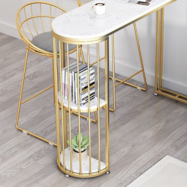 White Marble Bar Dining Table Glam Double Pedestal Bar Height Table Clearhalo 'Bar Furniture' 'Bar Tables' 'bar_tables' 'furn' 'furn_bar_tables' 'Furniture' 'Kitchen & Dining Furniture' 1200x1200_573a35dc-b226-4ebd-9dcc-1092bf808a3a