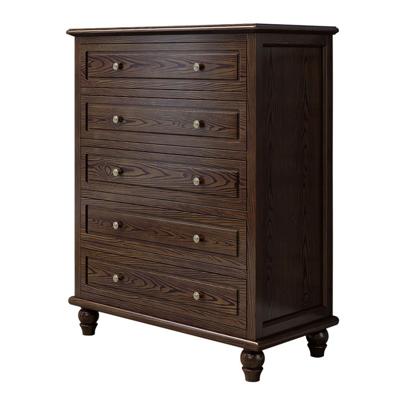 Contemporary Solid Wood Accent Chest with 5 Drawers and Wooden Legs Clearhalo 'Cabinets & Chests' 'cabinets_chests' 'furn' 'furn_cabinets_chests' 'Furniture' 'Living Room Furniture' 1200x1200_573a41a9-3fbe-4dc7-b317-638ab4faf42d