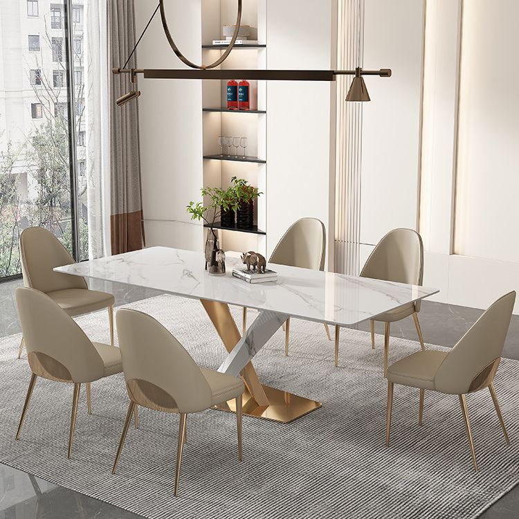 Glam White Sintered Stone Dining Table Rectangle Shape Standard Dining Table for Kitchen Clearhalo ' dining_table' 'Dining Tables & Seating' 'Dining Tables' 'furn' 'furn_dining_table' 'Furniture' 'furniture_dining_table' 'Kitchen & Dining Furniture' 'kitchen&dining_furn' 'kitchen' 'kitchen_dining_table' 1200x1200_573a629a-340d-47e3-a2a9-0e9e4ea1c2c2